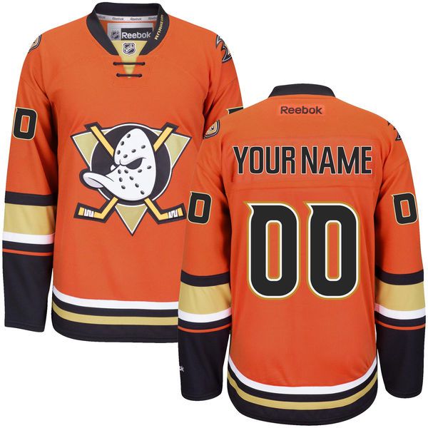 Men Anaheim Ducks Reebok Orange Custom Alternate Premier NHL Jersey->->Custom Jersey
